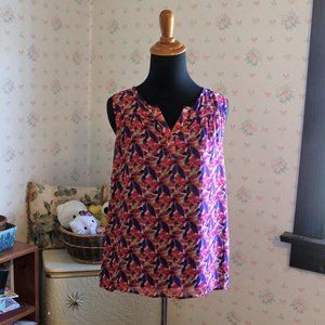 Pixley Summer Top, Stitch Fix, Split Back, Pink-Blue-Gold, Like New, Small